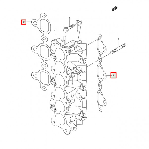 Прокладка впускного коллектора Suzuki DF200-250 (Suzuki)