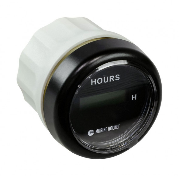 Счетчик моточасов цифровой 0-99999, 9 ч., черный циферблат, черный ободок, д. 52 мм, Marine Rocket