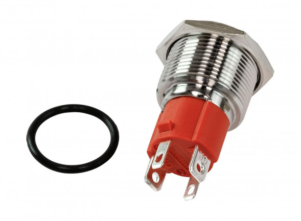 Кнопка с фиксацией, подсветка красная, 12 В, д. 19мм (упаковка из 40 шт.)
