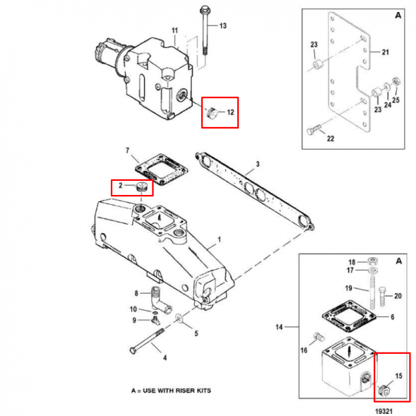 Заглушка выхлопа (пробка стальная диам. 19 мм) Mercruiser (22-41622) (Quicksilver)