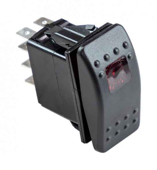 Переключатель трехпозиционный ON-ON-ON 12 В/20А 8Р с подсветкой 2-х положений (упаковка из 25 шт.)