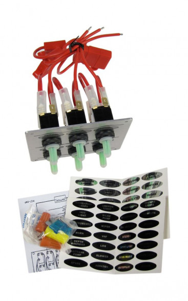 Панель бортового питания 6 переключателей, серебристая