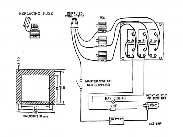 Панель бортового питания 6 переключателей, серебристая