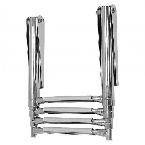 Трап телескопический складной узкий, 4 серых ступени (ширина 264 мм.)