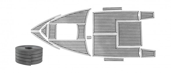 Комплект палубного покрытия для Феникс 560, тик темно-серый, с обкладкой, Marine Rocket