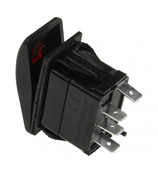 Переключатель двухпозиционный ON-ON 12 В/20А 4Р с подсветкой (упаковка из 25 шт.)