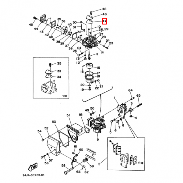 Прокладка карбюратора Yamaha 6-8; 9,9-15(6E7) (677-14227)