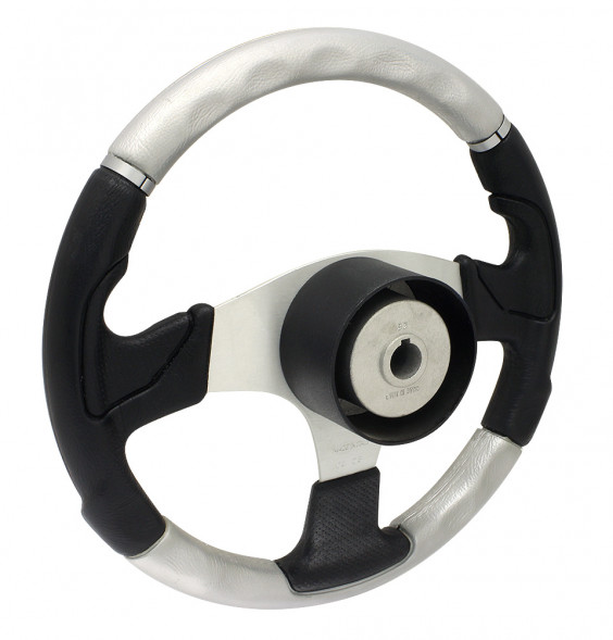 Рулевое колесо «Thunder», серебристые спицы / серебристо-черный обод.