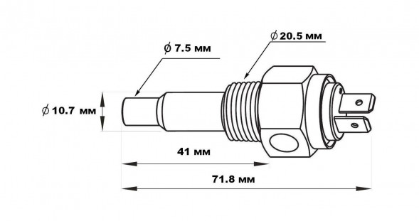 Датчик температуры воды 40-120 гр., сигнализация 98 гр., резьба 1/2"-14NPT, Marine Rocket