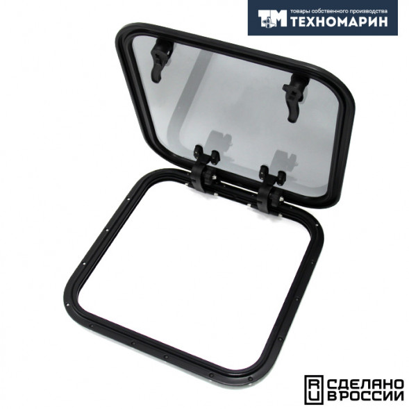 Люк палубный распашной Альбатрос 600x600 (черное исполнение)