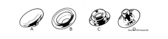Защелка кнопки &quot;B&quot;, нержавеющая сталь, Osculati, (упаковка из 200 шт.)