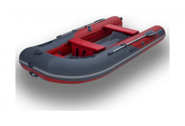 Лодка РИБ (RIB) STEL R-420, графит/красный, накладки на рундук и банки, защита киля, корпус серый