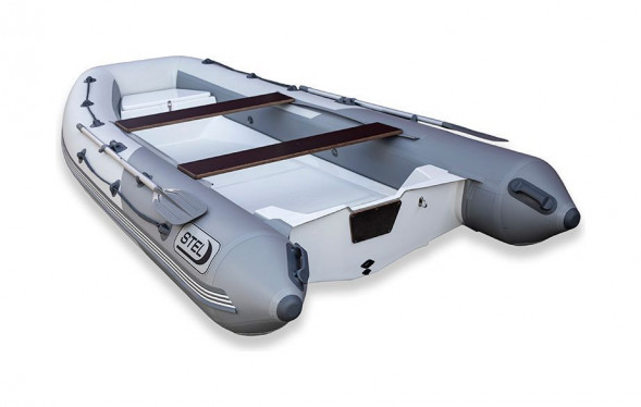 Лодка РИБ (RIB) STEL R-420, графит/красный, накладки на рундук и банки, защита киля, корпус серый