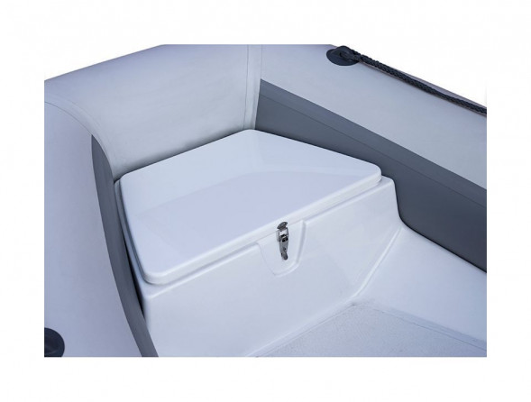 Лодка РИБ (RIB) STEL R-420, графит/красный, накладки на рундук и банки, защита киля, корпус серый