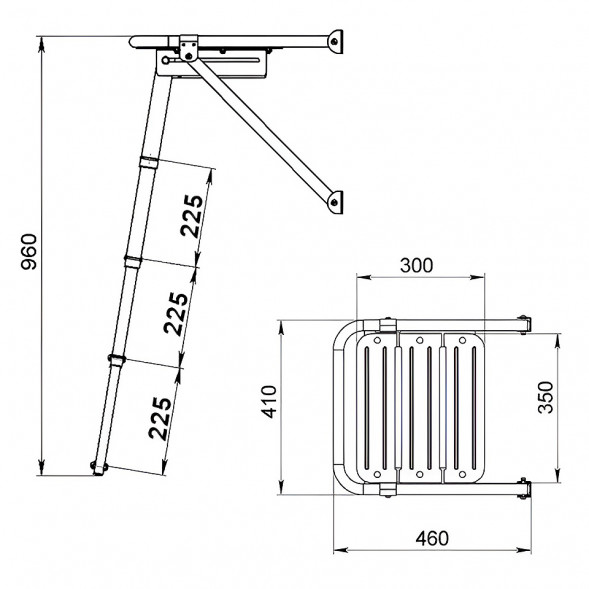 Платформа кормовая с трапом 4 ступени черные
