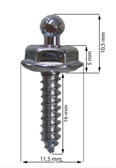 Ответная часть кнопки, саморез 16 мм, никелированная латунь