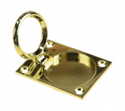 Ручка палубная потайная 63х48х8 мм, полированная латунь