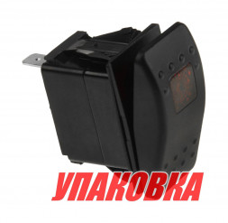 Переключатель двухпозиционный (ON)-OFF 12 В/20А 3Р с подсветкой без фиксации 1 положения (упаковка из 10 шт.)