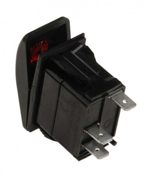 Переключатель двухпозиционный (ON)-OFF 12 В/20А 3Р с подсветкой без фиксации 1 положения (упаковка из 10 шт.)