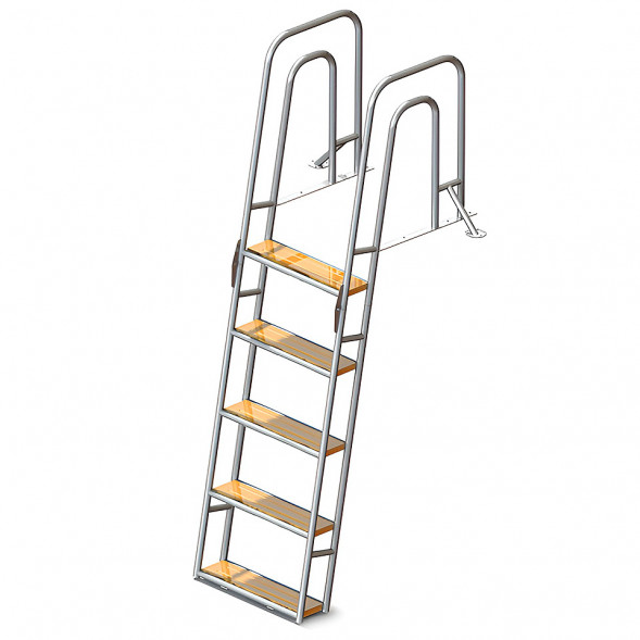Трап для причальной секции складной, 5 ступени ироко (ширина 500мм.)