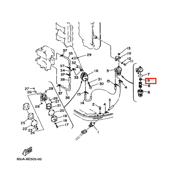 Прокладка топливного фильтра Yamaha 20-225 (655-24564-00)