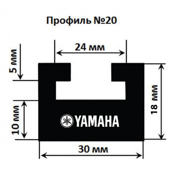 Склиз Sledex 20 профиль для Yamaha Длина: 1422 мм, цвет: черный