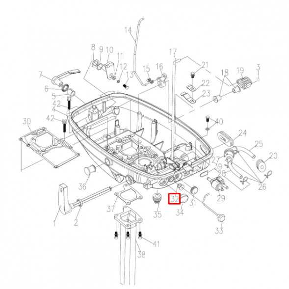 Уплотнение тяги подсоса Tohatsu 9,8 (9.8F-02.04; SWT9.8-11008; 98A-301014)  (PREMARINE)