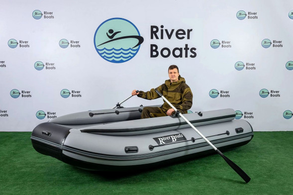 Надувная лодка ПВХ, RiverBoats RB 370 НДНД, ф/б, серо-белый