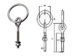 Рым с проушиной и трансп-ым кольцом Дл 100 мм нерж