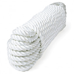 Трос швартовый трех прядный 10мм*12м белый