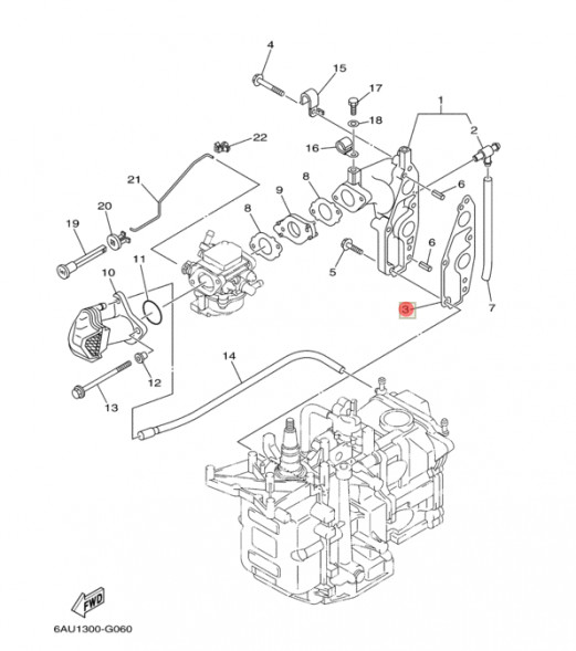 Прокладка впускного коллектора YAMAHA F8-9,9 HIDEA PARSUN(F9.9-01.03.00.06; 68T-13645-00) (PREMARINE)