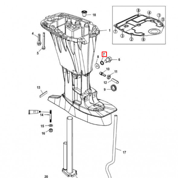 Прокладка пробки поддона масла Mercury 30-60 EFI 3/4-Cyl 4-Stroke (23x13) (Quicksilver)