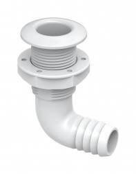 Разъем водосброса угловой с обратным клапаном под шланг 32 мм, белый