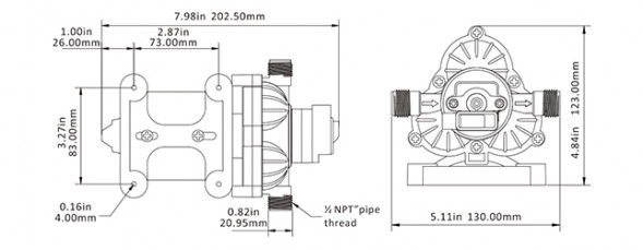 Трехкамерный мембранный насос 33 SERIES 10,6 л/мин, 12В