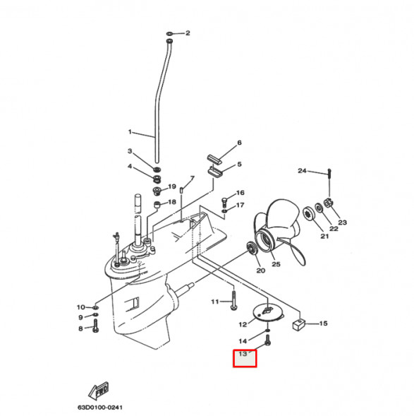 Болт Yamaha 6-250, F4-250 (97095-08025) (Yamaha)
