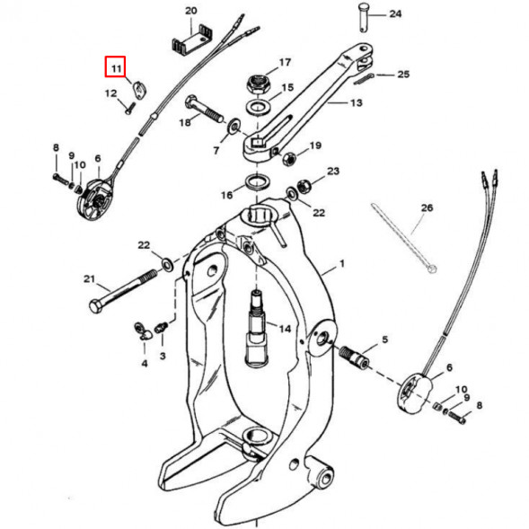 Фиксатор (пластина алюминиевая) транца ALPHA ONE GEN. II BRAVO ONE (I-II-III) 54-12078 (Quicksilver)