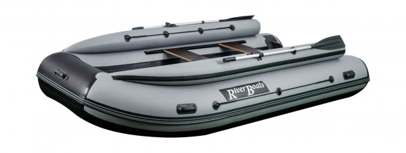 Надувная лодка ПВХ, RiverBoats RB 370 НДНД, ф/б, черно-серый