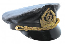Капитанка кожаная, цвет черный р 60