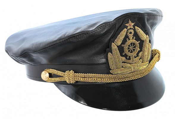 Капитанка кожаная, цвет черный р 60