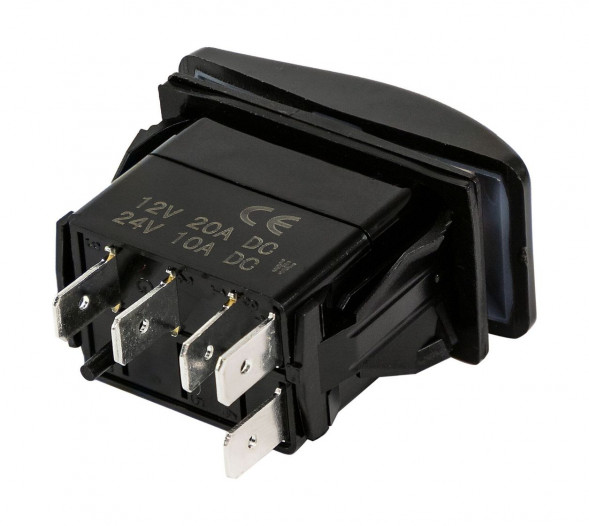 Переключатель трехпозиционный (ON)-OFF-(ON) 12В/20А 5р с подсветкой (упаковка из 50 шт.)