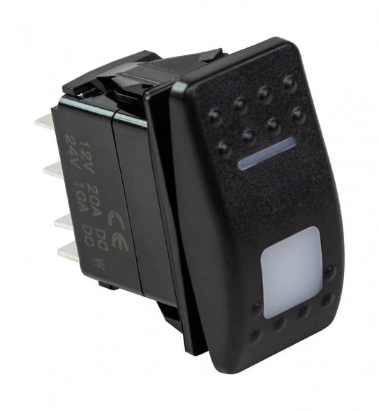 Переключатель трехпозиционный (ON)-OFF-(ON) 12В/20А 5р с подсветкой (упаковка из 50 шт.)