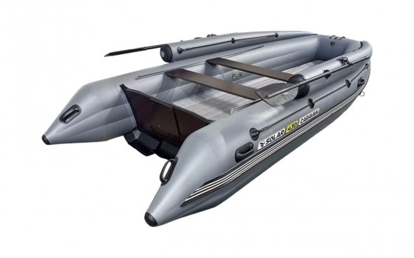 Надувная лодка ПВХ, SOLAR-430 Caravan Super Jet tunnel с фальшбортом, серый