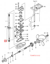 Шестерня вертикального вала (Пиньон) Tohatsu 8-9.8 (3B2-64020-0) (RT)