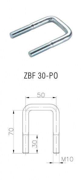 Скоба П-образная 50х70 мм, М10, ZBF 30-PO (W 6752), WINTERHOFF