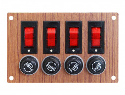 Панель выключателей, 4 клавиши, 4 предохранителя, под дерево