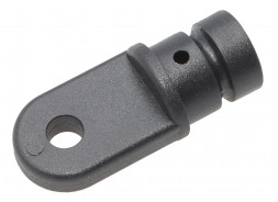 Наконечник с рымом, черный пластик, вставляется в трубу с внутренним диаметром 16-19 мм.