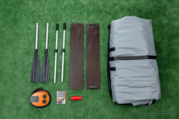 Надувная лодка ПВХ, RiverBoats RB 390 НДНД, серо-белый