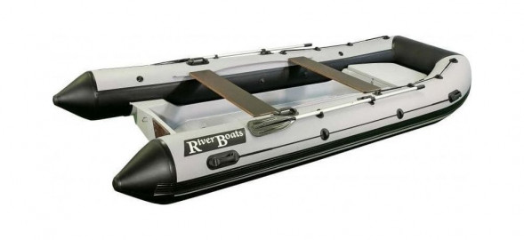 Лодка РИБ (RIB) RiverBoats RB 430, черно-серый, накладка на рундук, утка, корпус графит