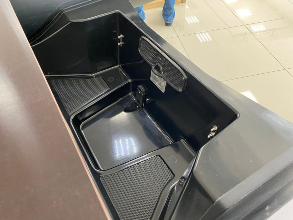 Лодка РИБ (RIB) RiverBoats RB 430, черно-серый, накладка на рундук, утка, корпус графит