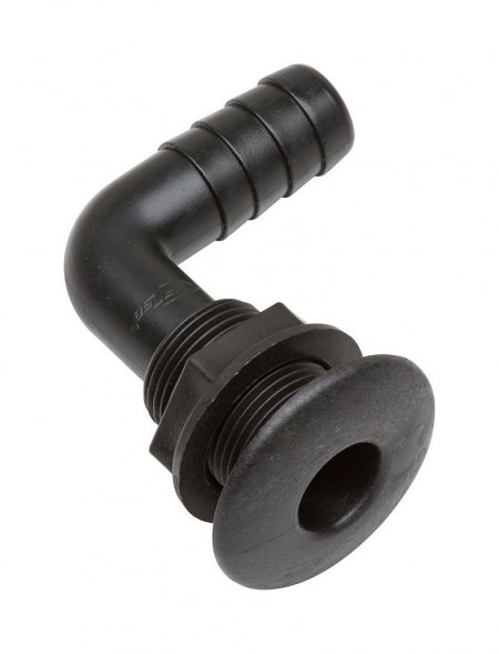 Разъем водосброса угловой под шланг 3/4 (20 мм), черный (упаковка из 6 шт.)